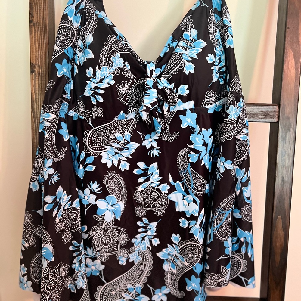Floral Paisley Women's Top - Black and Blue